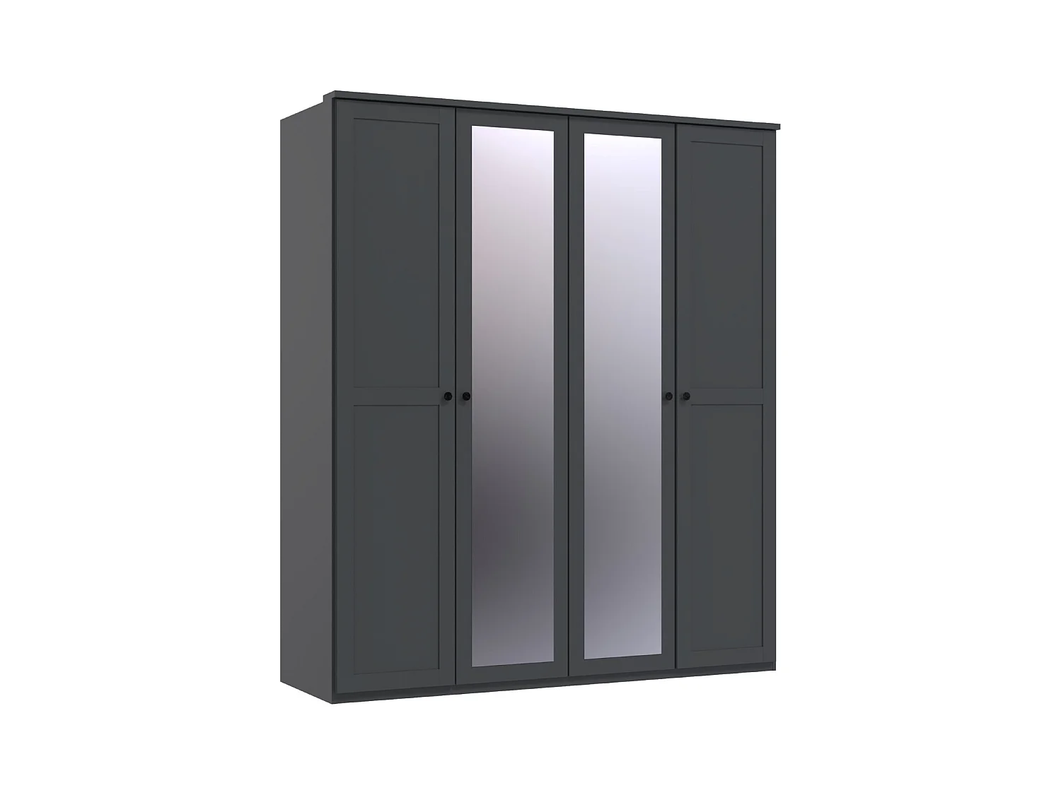 Armoire, placard avec corniche + 2 miroirs coloris Graphite - L. 180 x H. 210 x P. 58 cm