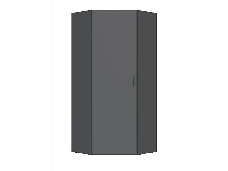 Armoire d'angle, meuble de rangement coloris Graphite - L. 80 x H. 185 x P. 80 cm