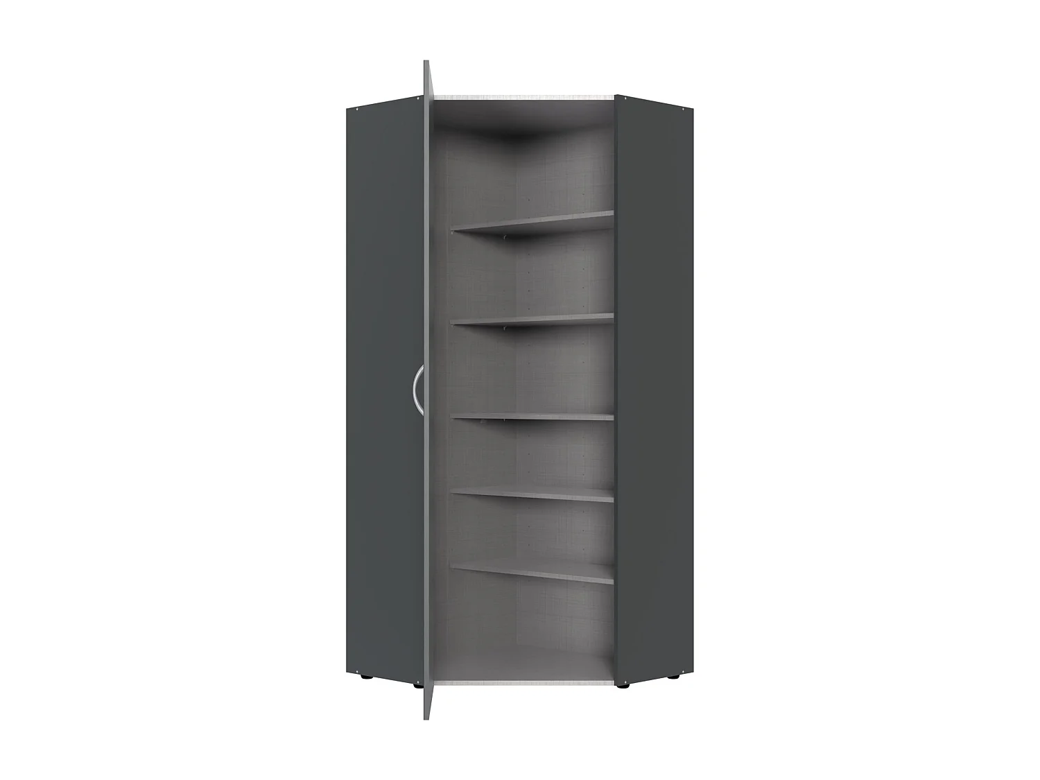 Armoire d'angle, meuble de rangement coloris Graphite - L. 80 x H. 185 x P. 80 cm