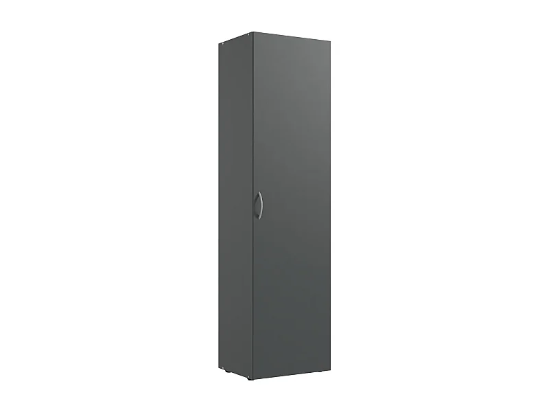 Armoire, meuble de rangement avec 6 tablettes coloris Graphite - L. 50 x H. 185 x P. 40 cm
