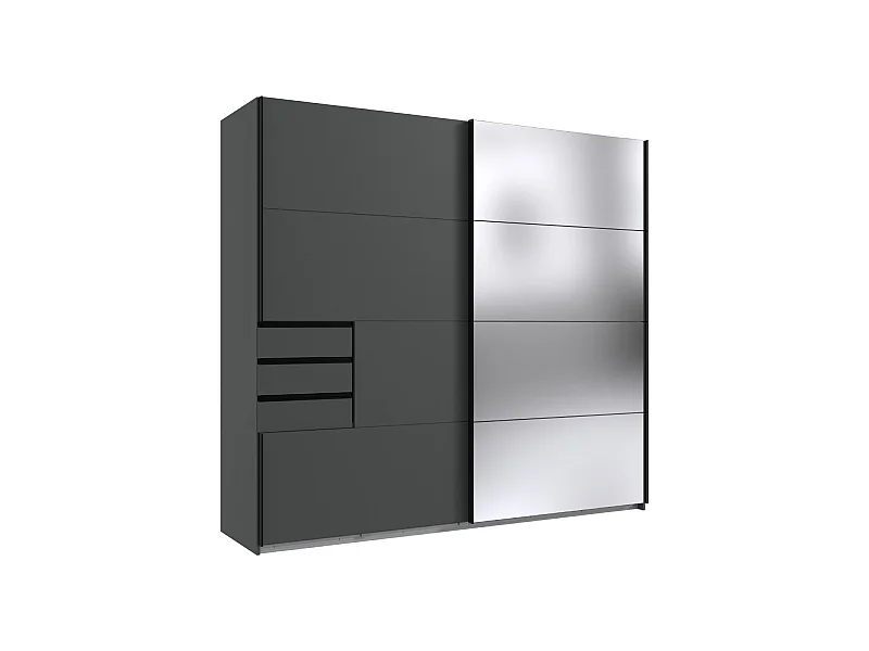 Armoire, placard coloris graphite - Longueur 225 x Hauteur 208 x Profondeur 64 cm 