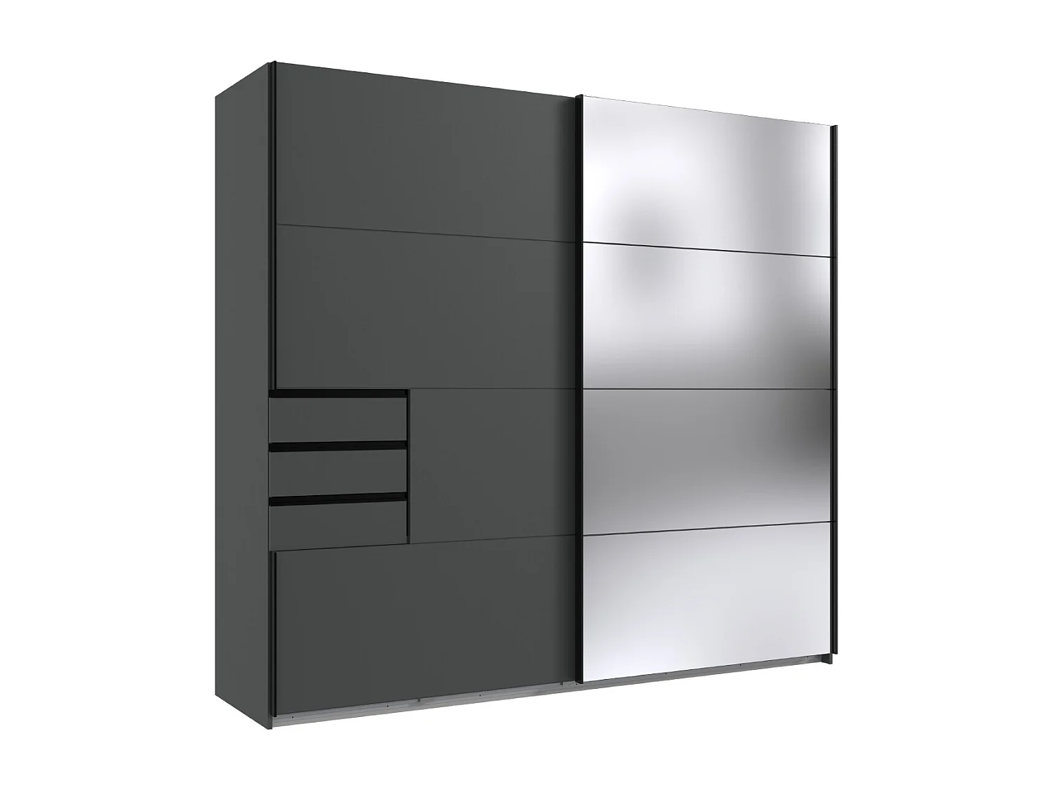 Armoire, placard coloris graphite - Longueur 225 x Hauteur 208 x Profondeur 64 cm 