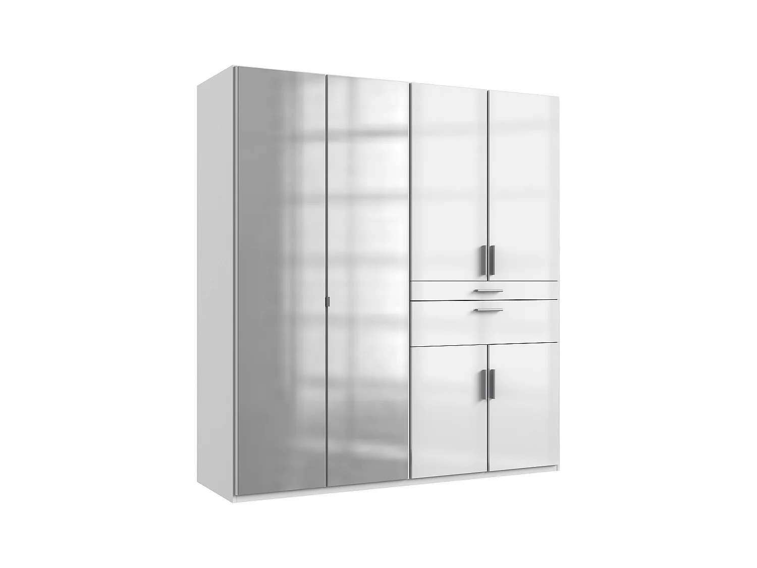 Armoire, meuble de rangement coloris blanc cassé, blanc - L. 180 x H. 197 x P. 58 cm 