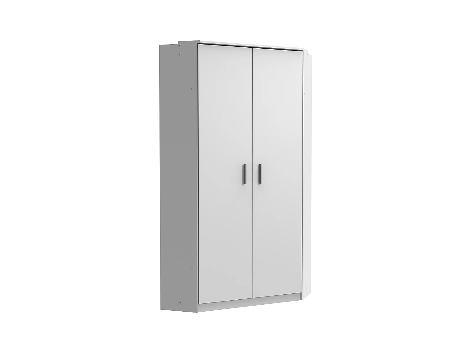 Armoire d‘angle, meuble de rangement Blanc, rechampis teinte béton gris clair