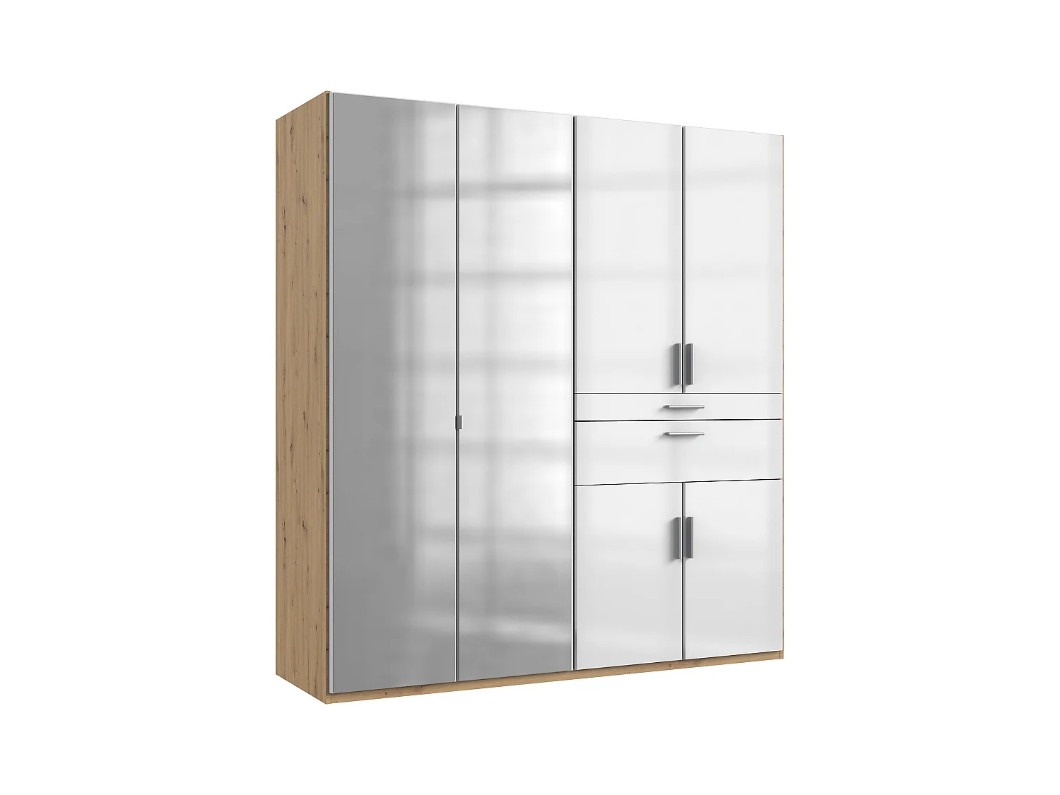 Armoire, meuble de rangement coloris blanc cassé, imitation chêne Artisan