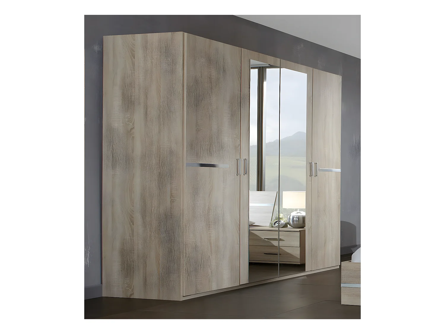 Armoire de rangement imitation chêne - Dim : 180 X 210 X 58 cm