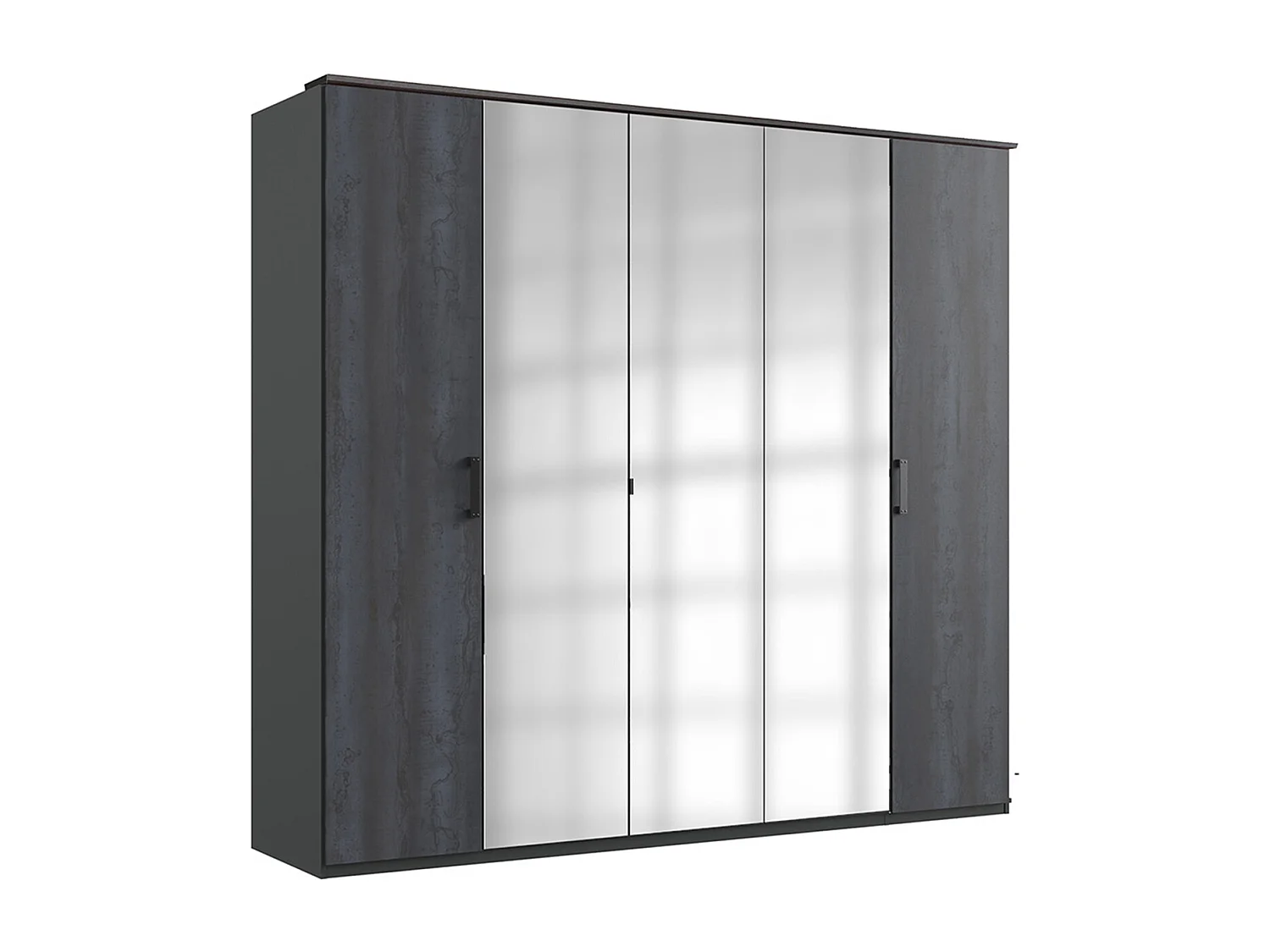 Armoire placard meuble de rangement coloris gris foncé - L. 225 x H. 210 x P. 58 cm