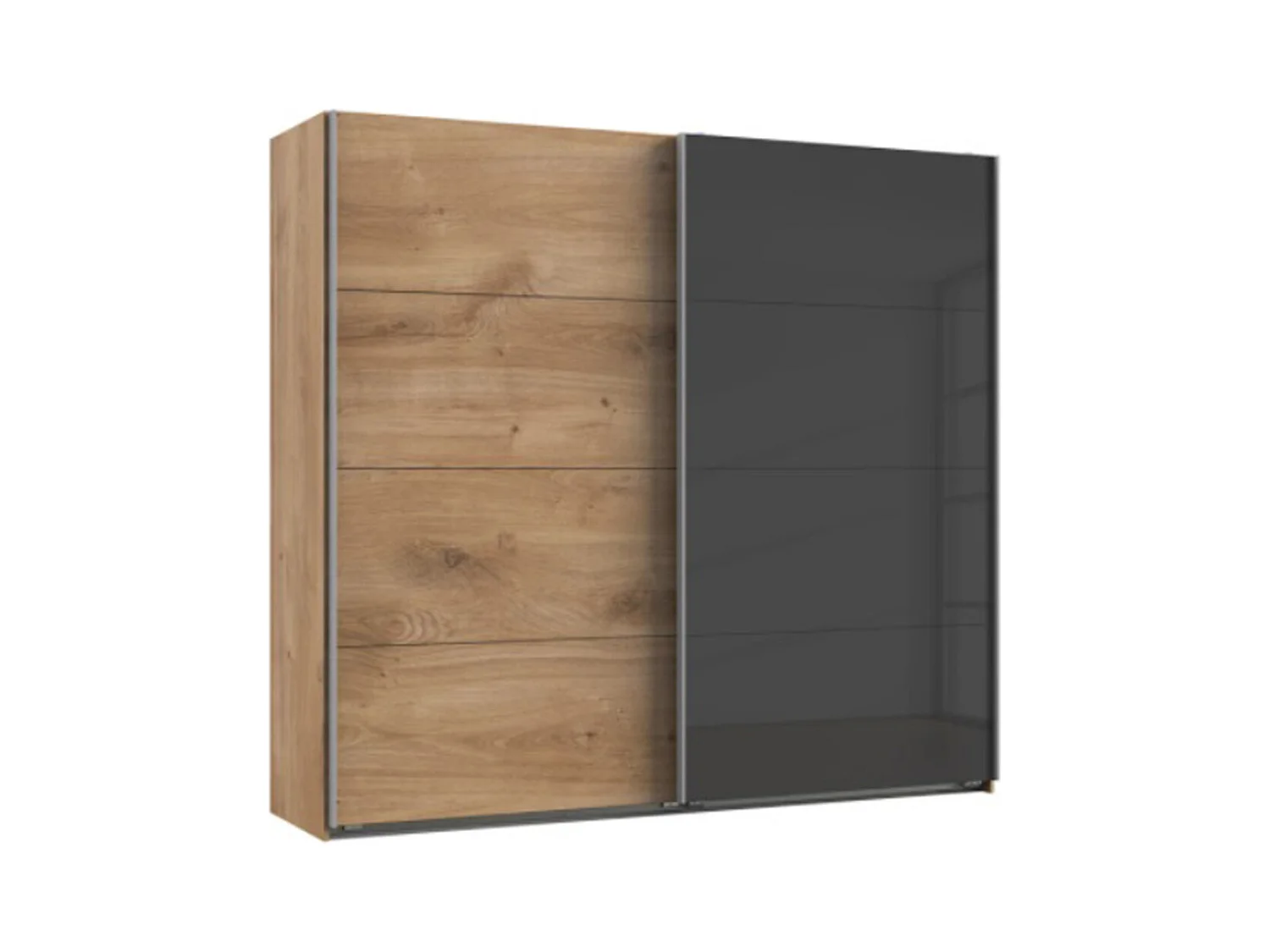 Armoire placard meuble de rangement coloris imitation chêne poutre/graphite