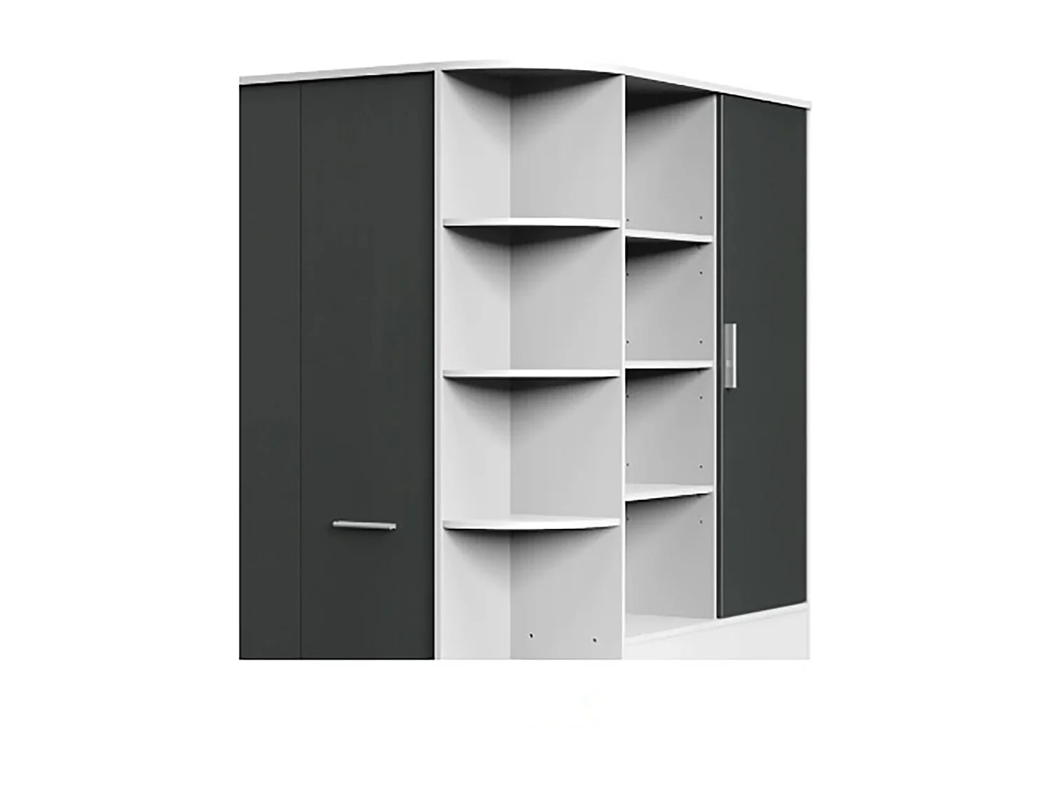 Armoire dressing placard, meuble de rangement Blanc, rechampis graphite