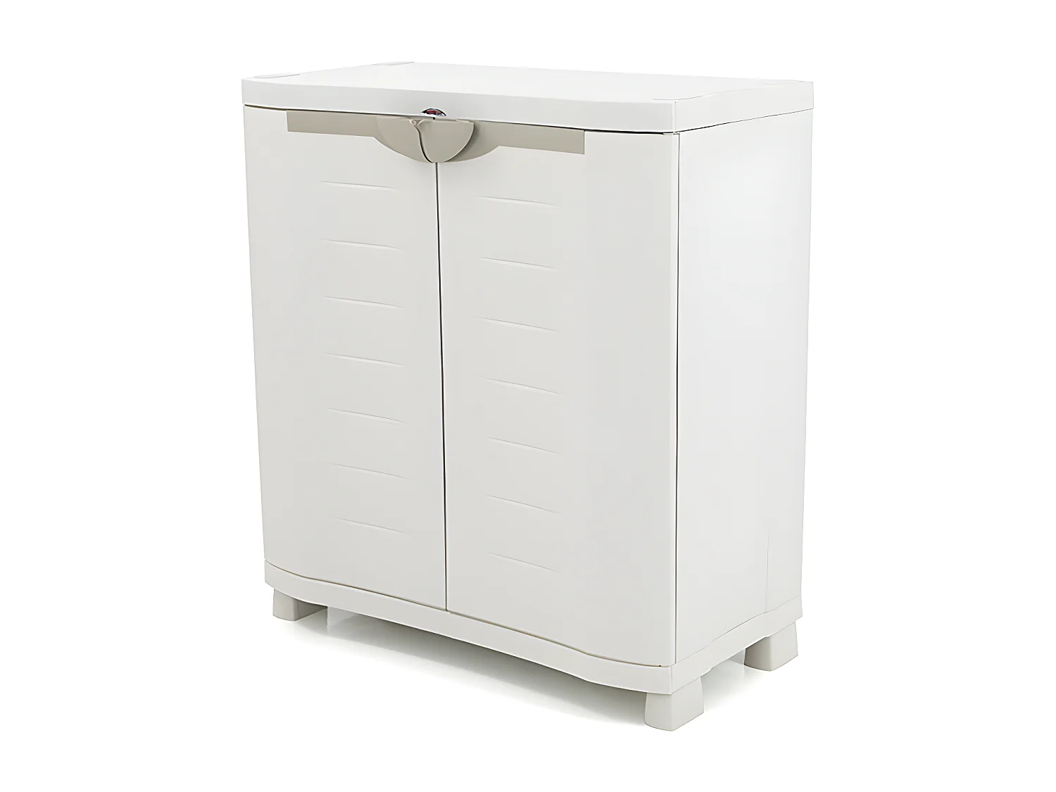 Armoire basse 2 portes intérieur/extérieur coloris beige - L. 90 x P. 45 x H. 100 cm