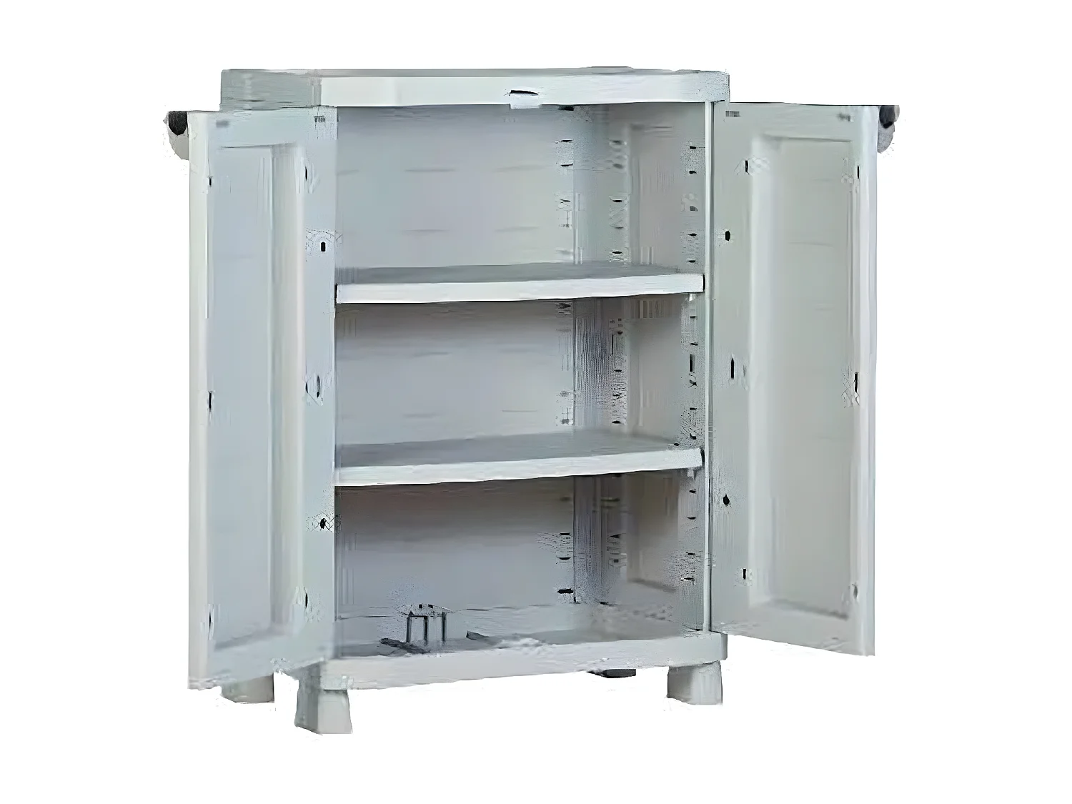 Armoire basse 2 portes intérieur/extérieur coloris beige - L. 90 x P. 45 x H. 100 cm