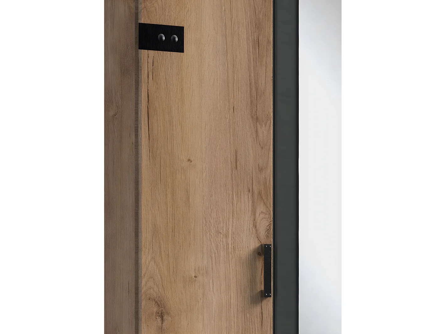 Armoire placard meuble de rangement coloris imitation chêne poutre/graphite