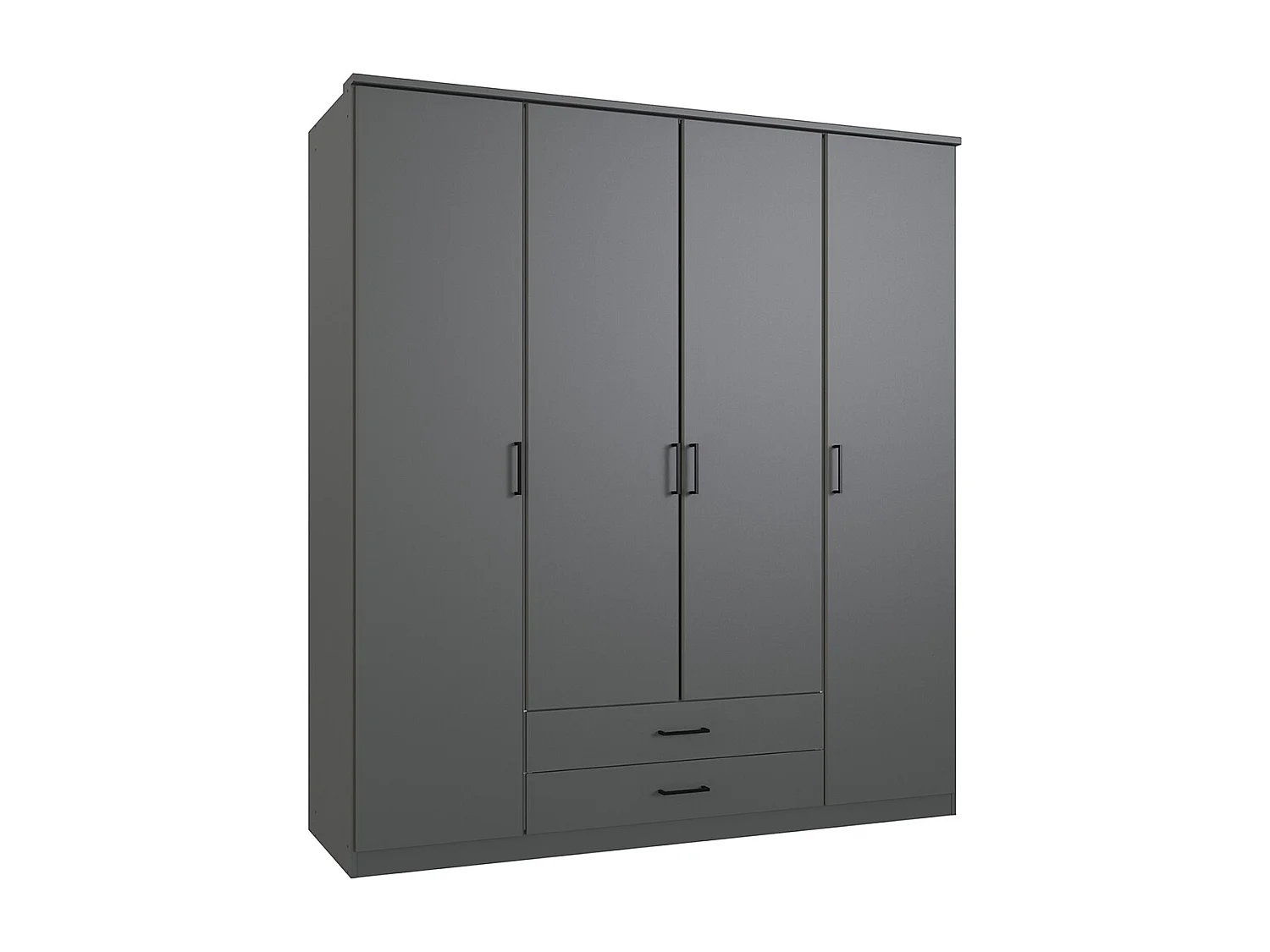 Armoire placard meuble de rangement coloris gris graphite - L. 180 x H. 198 x P. 58 cm