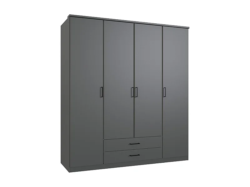 Armoire placard meuble de rangement coloris gris graphite - L. 180 x H. 198 x P. 58 cm