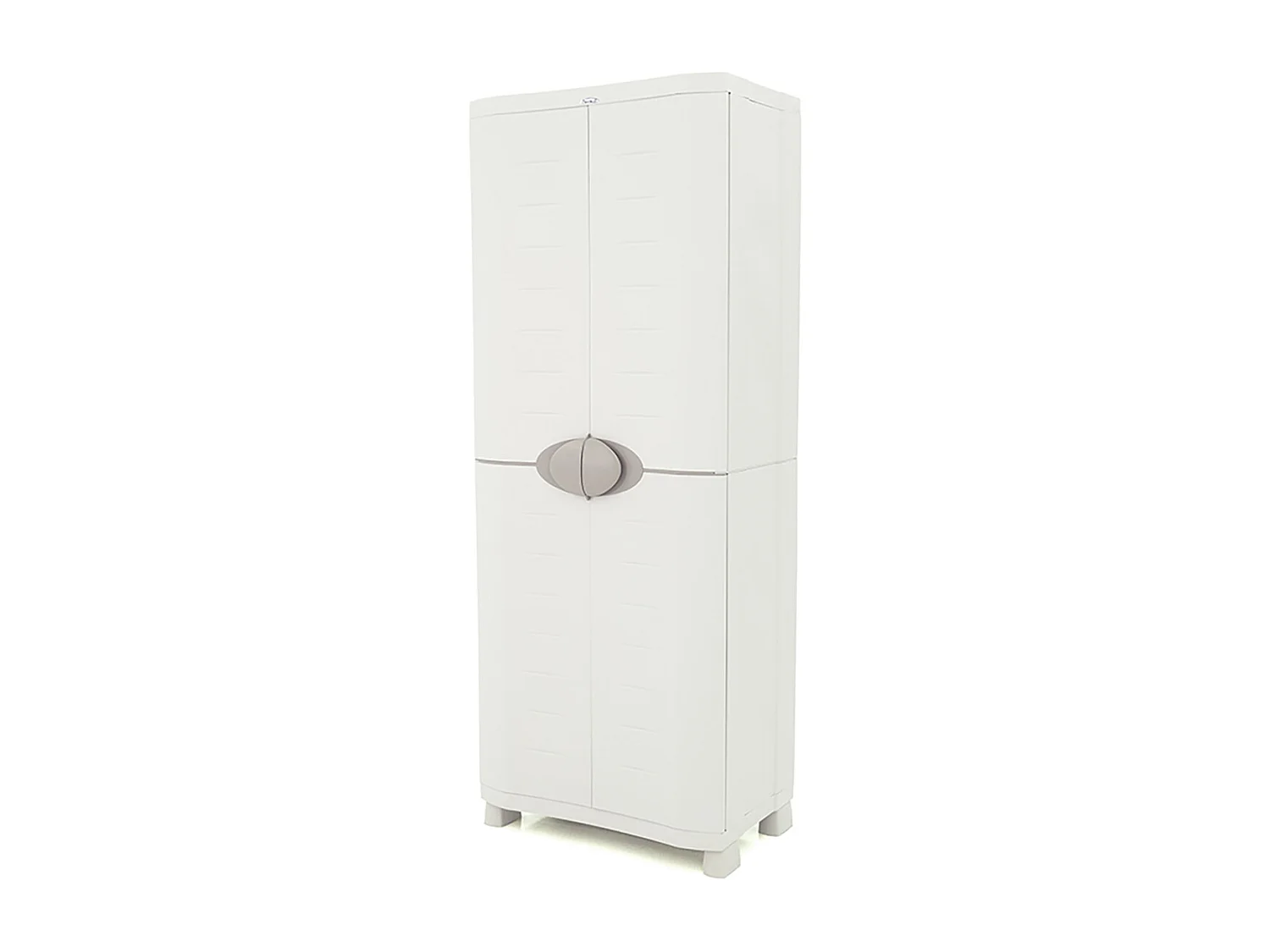 Armoire meuble de rangement 2 portes, intérieur/extérieur coloris beige - L. 70 x P. 45 x H. 184 cm
