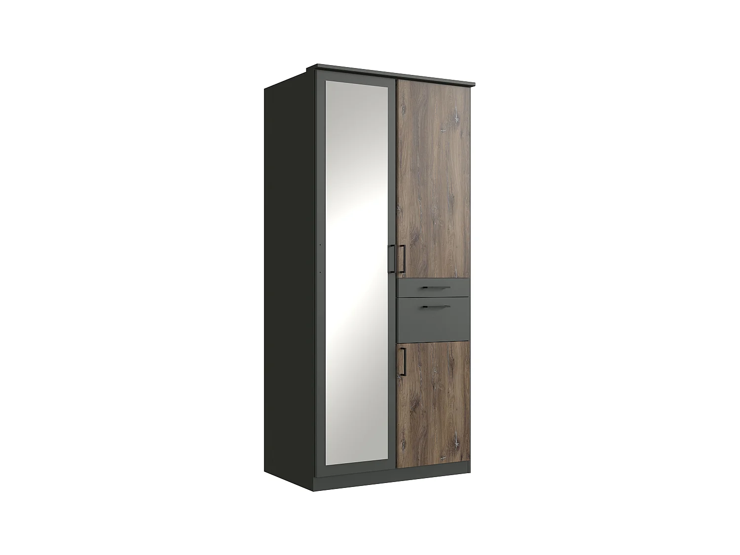 Armoire, meuble de rangement coloris imitation chêne Flagstaff, rechampis graphite