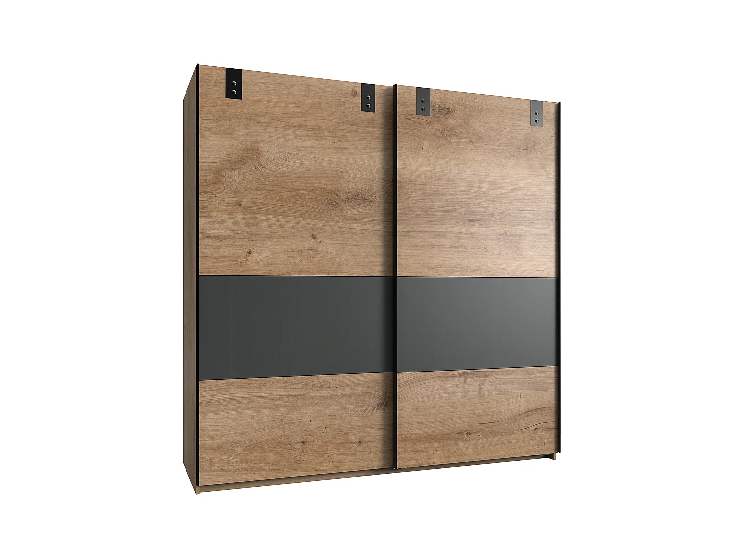 Armoire placard meuble de rangement coloris imitation chêne poutre/ graphite