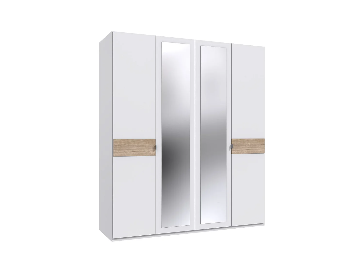 Armoire Placard, meuble de rangement coloris blanc, rechampis imitation chêne