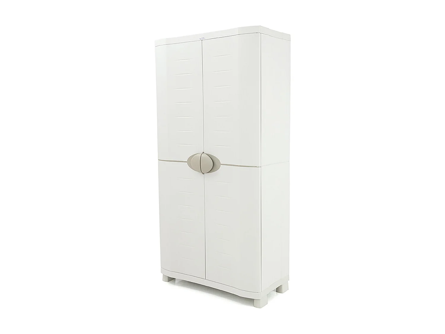 Armoire meuble de rangement 4 étagères intérieur/extérieur coloris beige - L. 90 x P. 45 x H. 184 cm