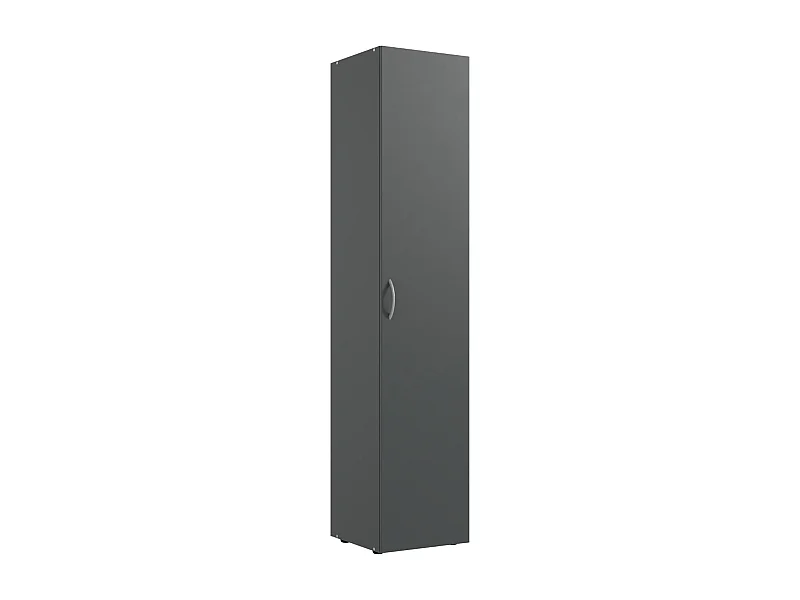 Armoire, meuble de rangement avec 1 porte coloris Graphite - L. 40 x H. 185 x P. 40 cm