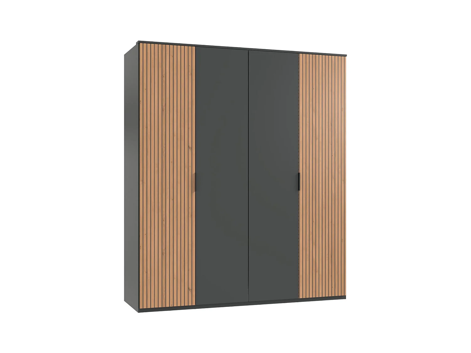Armoire avec corniche, placard coloris graphite, imitation chêne Artisan