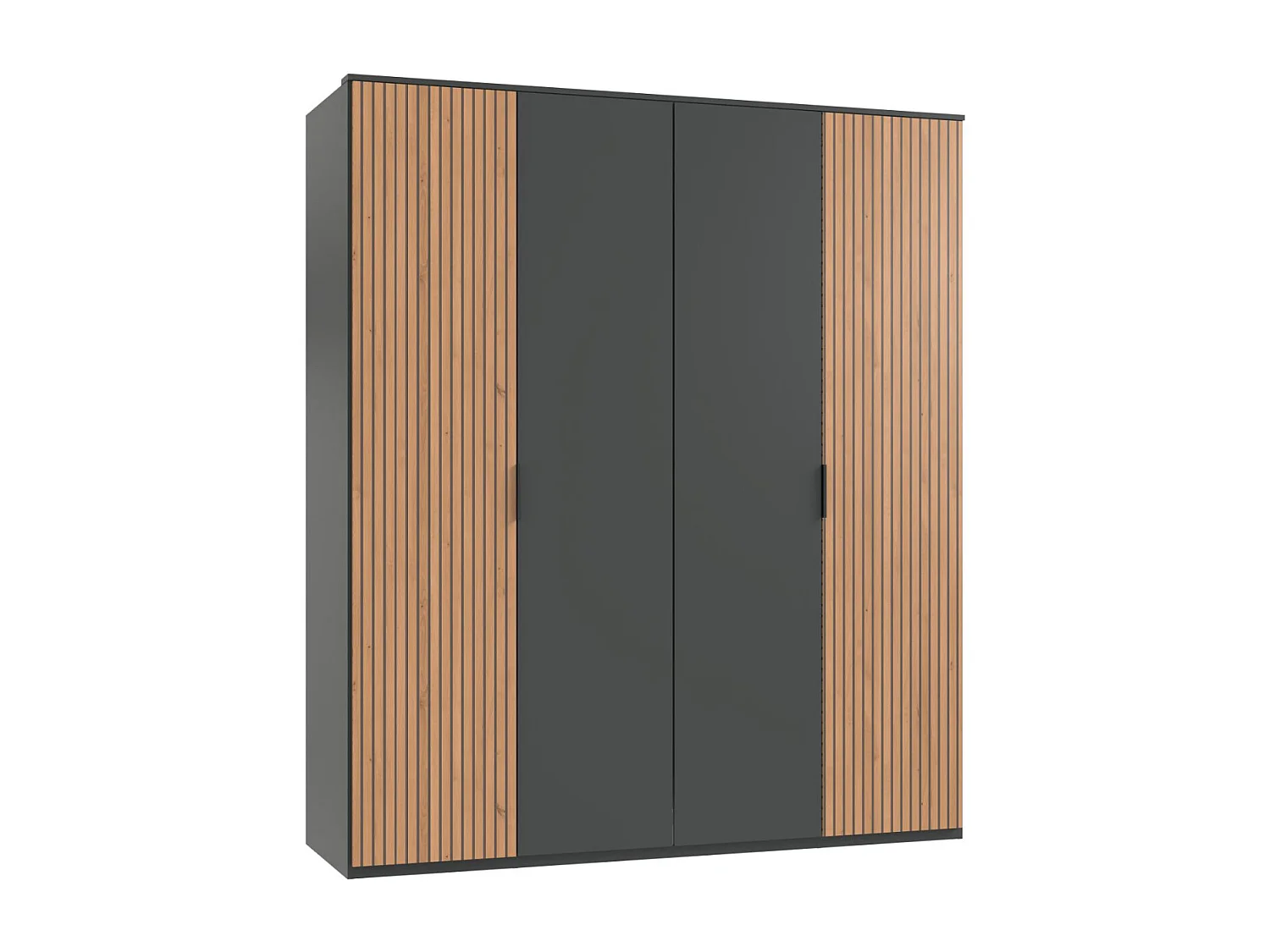 Armoire avec corniche, placard coloris graphite, imitation chêne Artisan