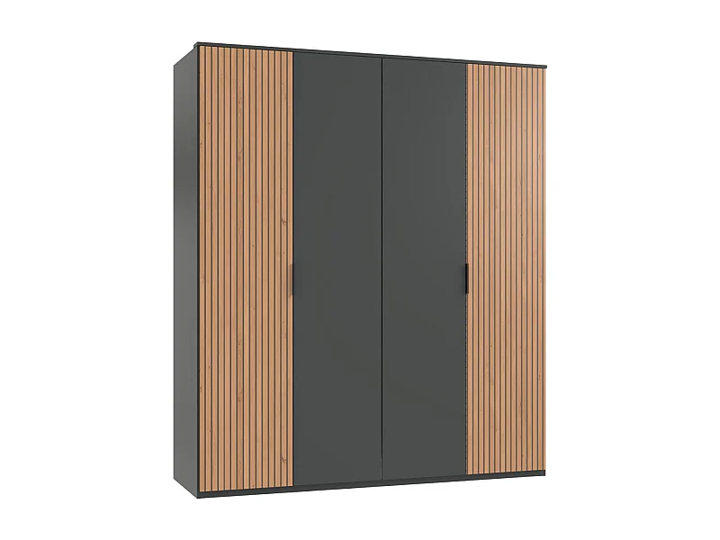 Armoire avec corniche, placard coloris graphite, imitation chêne Artisan