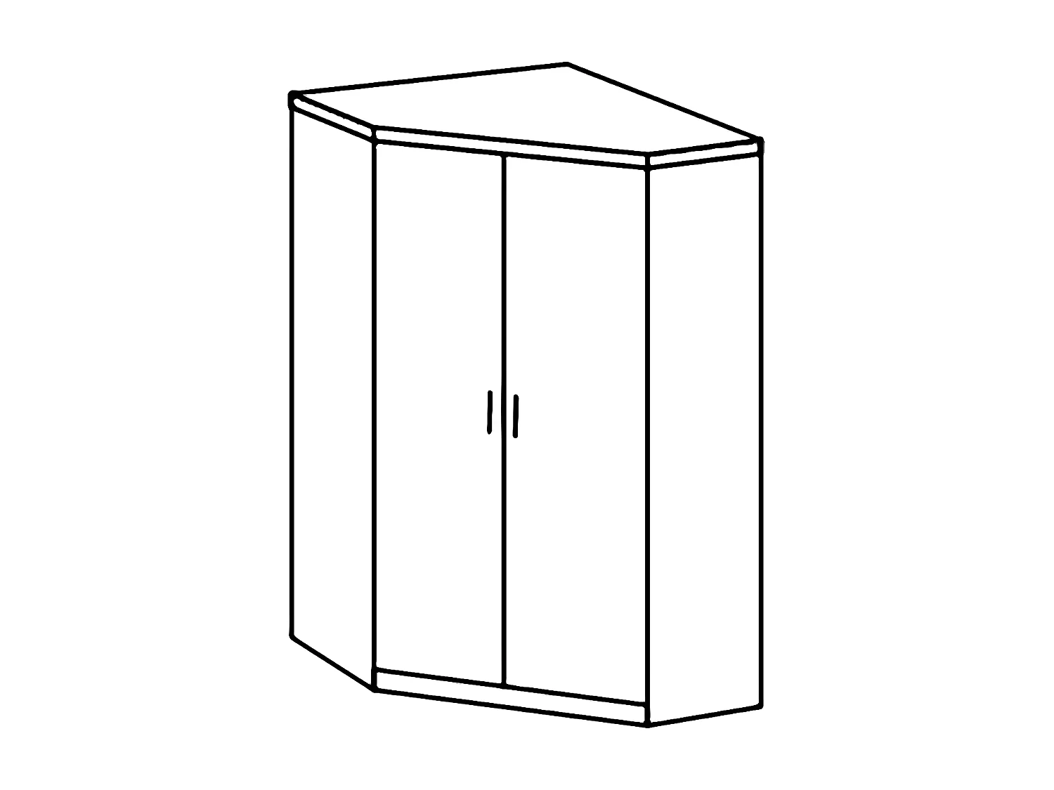 Armoire d‘angle, meuble de rangement coloris Blanc, rechampis gris clair - L. 95 x H. 199 x P. 95 cm