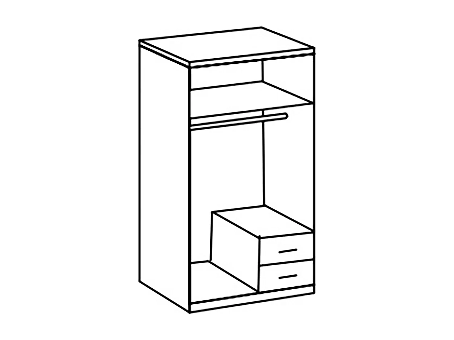 Armoire, meuble de rangement coloris Graphite, rechampis noir -  L. 91 x H. 199 x P. 58 cm 