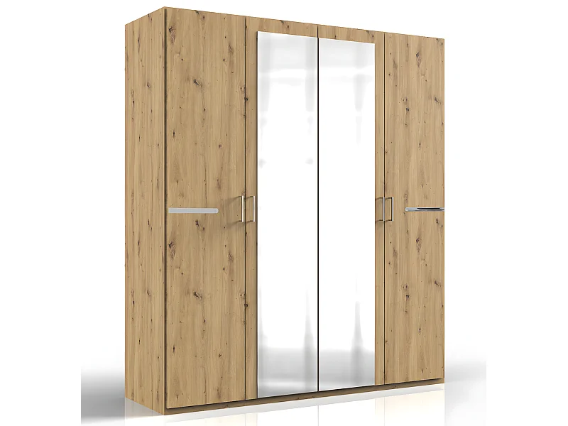 Armoire placard meuble de rangement coloris imitation chêne Artisan/chrome brillant