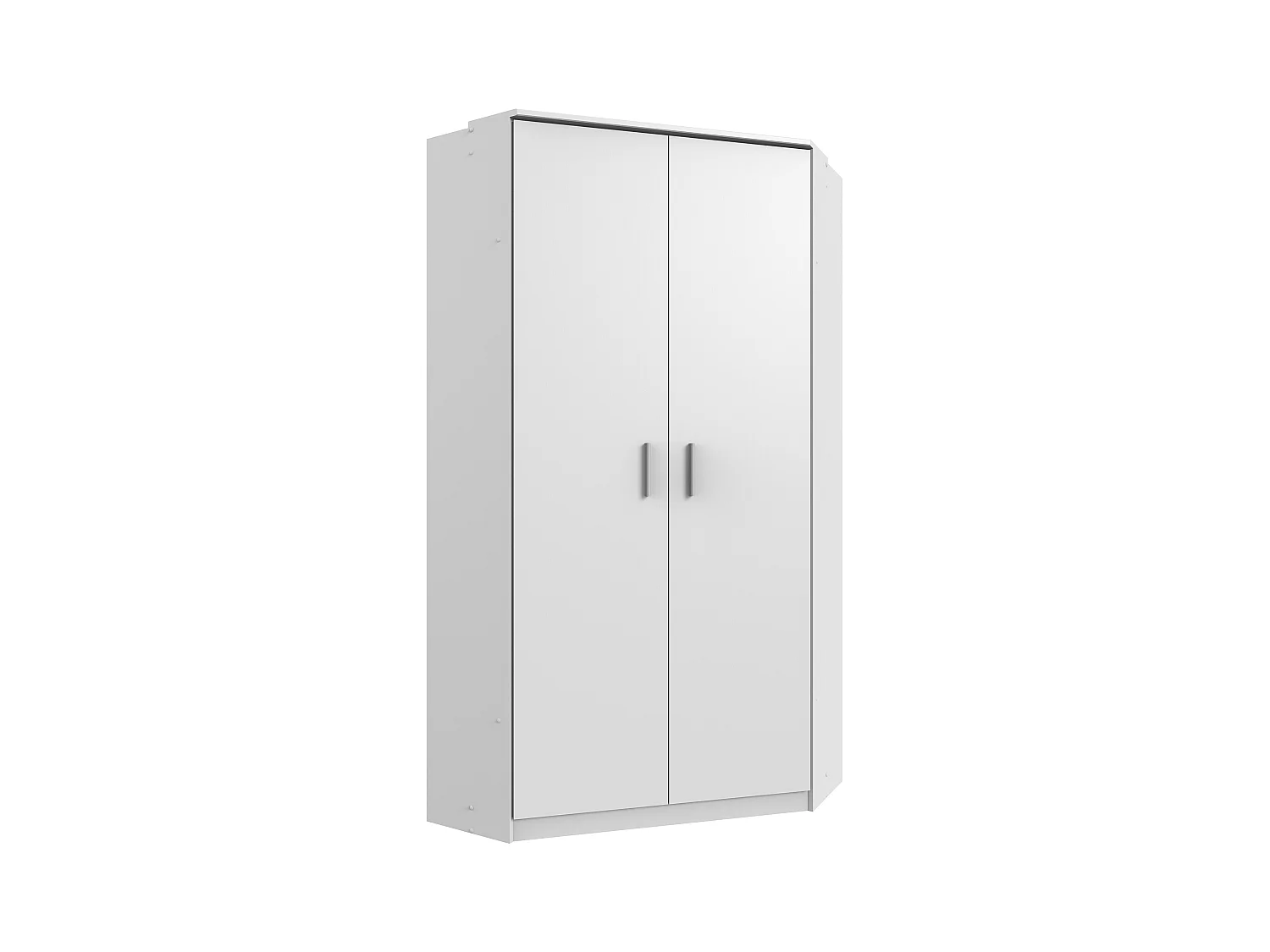 Armoire d‘angle, meuble de rangement coloris Blanc, rechampis graphite - L. 95 x H. 199 x P. 95 cm