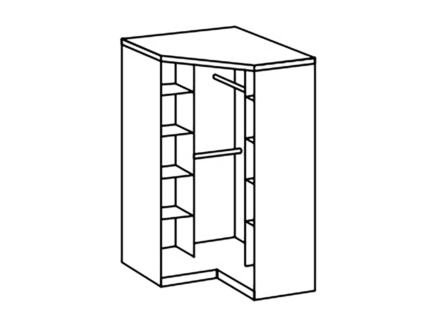 Armoire d‘angle, meuble de rangement coloris Blanc, rechampis graphite - L. 95 x H. 199 x P. 95 cm