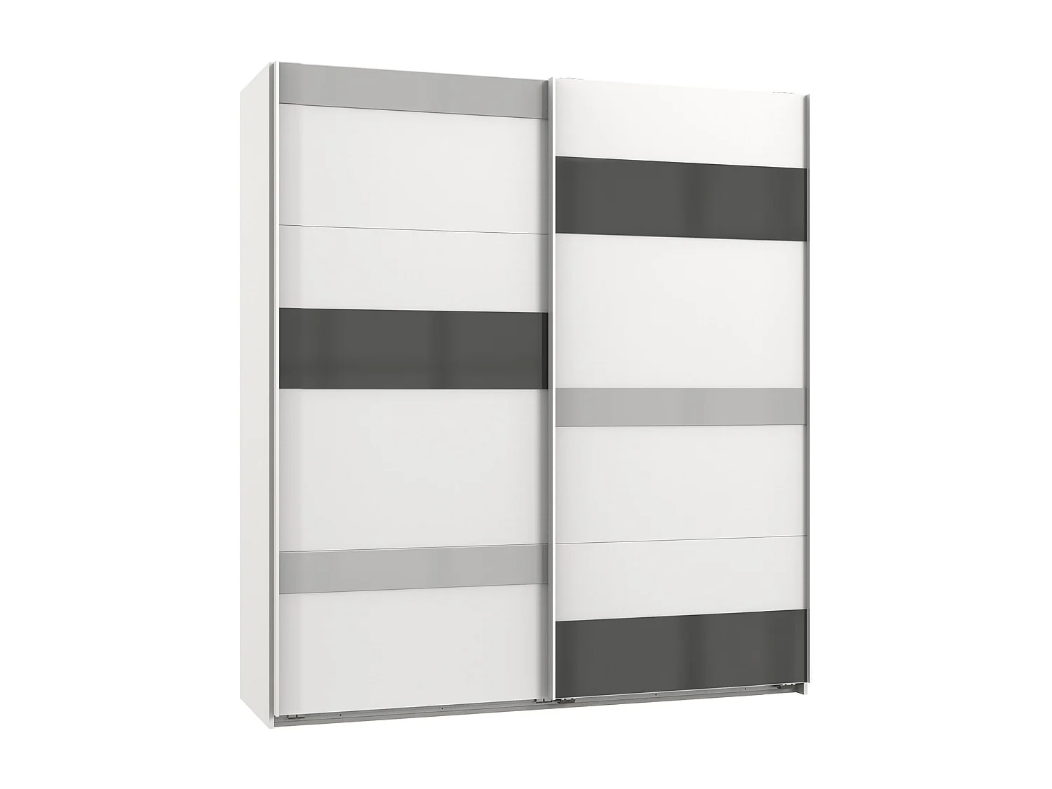 Armoire, meuble de rangement coloris blanc, rechampis et verre coloris gris