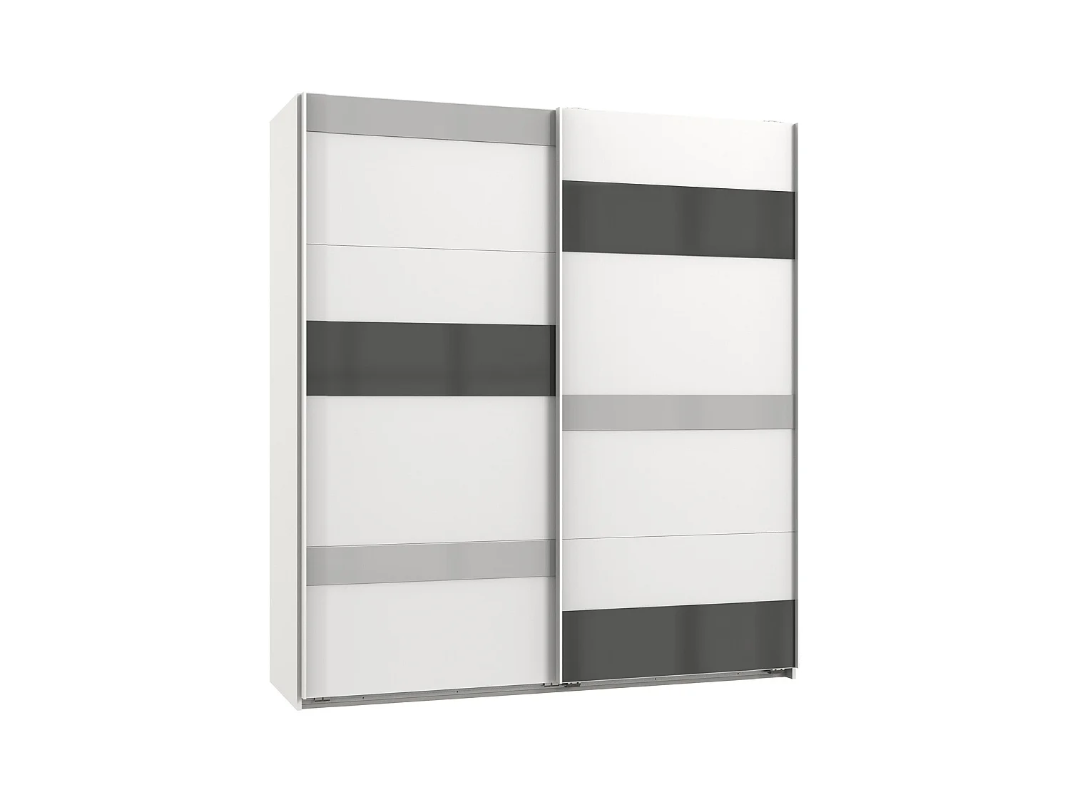 Armoire, meuble de rangement coloris blanc, rechampis et verre coloris gris