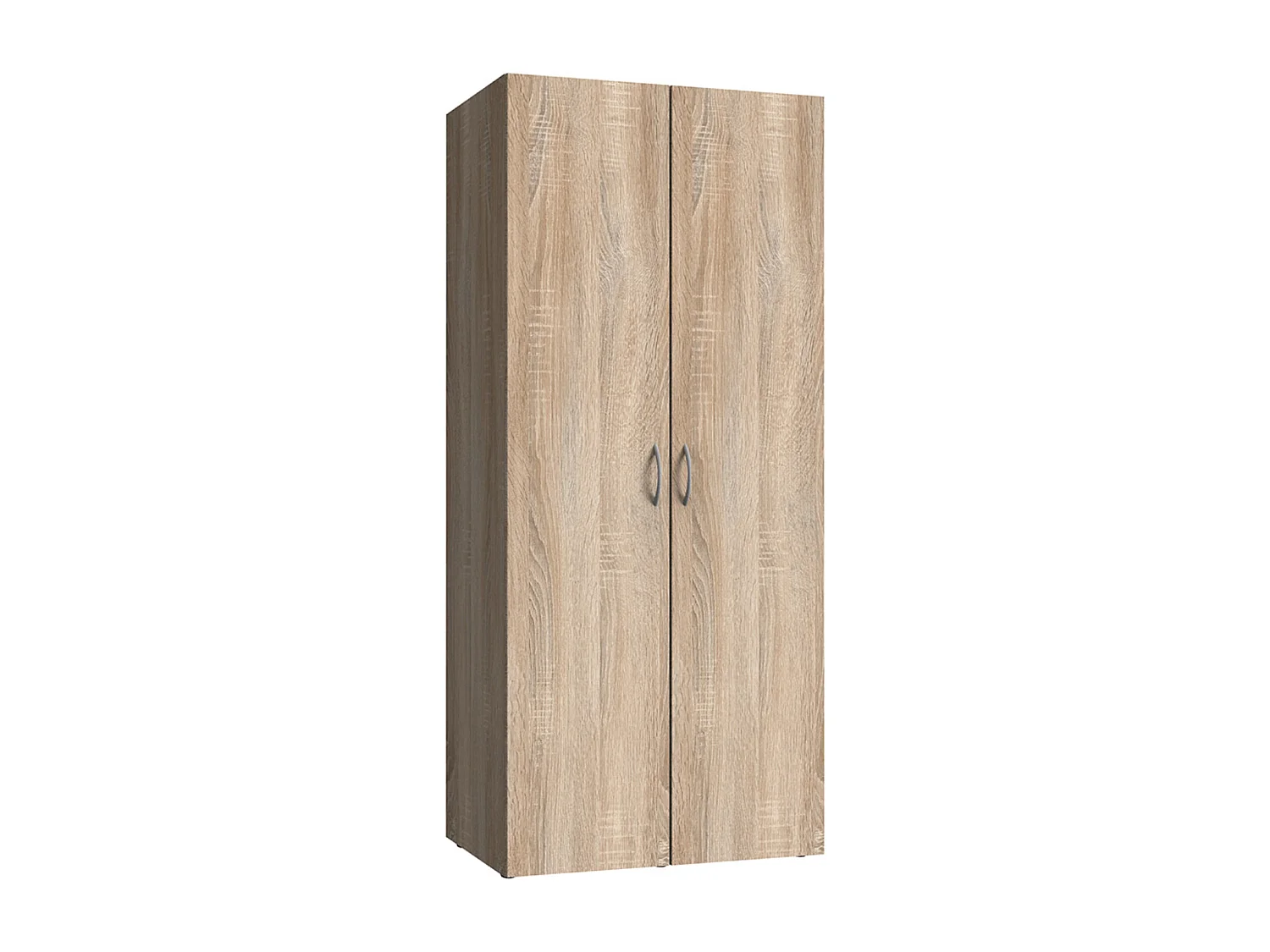 Armoire de rangement avec 2 portes en bois mélamine coloris imitation chêne