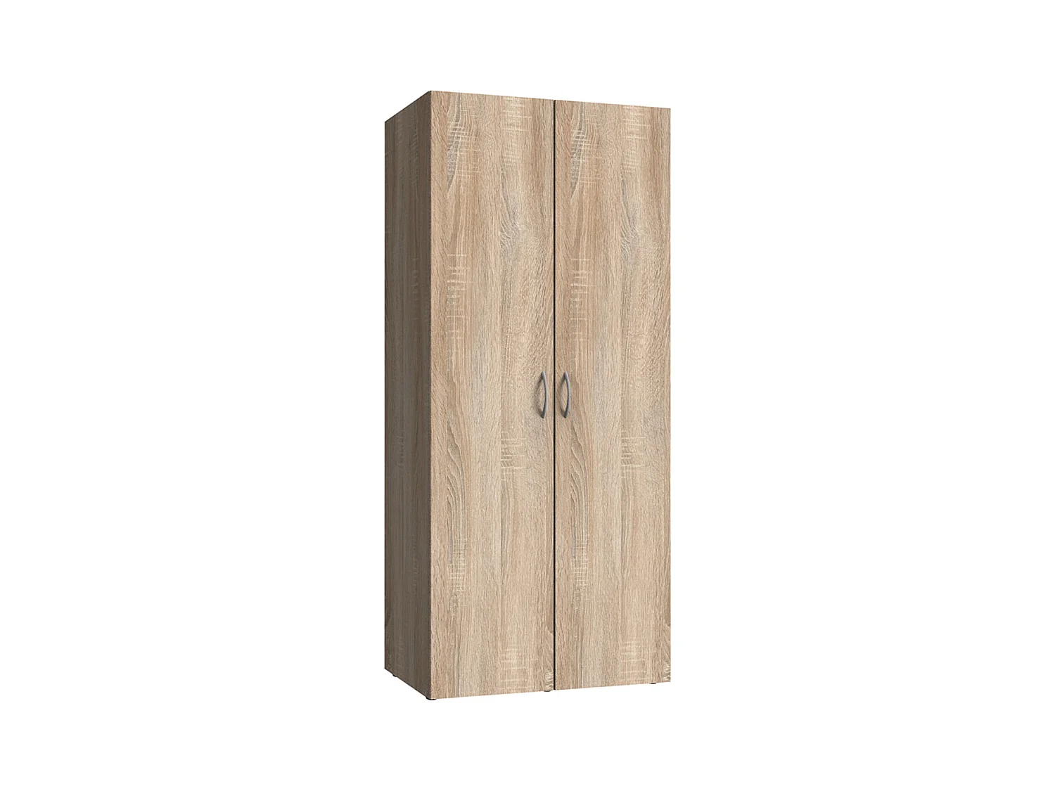 Armoire de rangement avec 2 portes en bois mélamine coloris imitation chêne