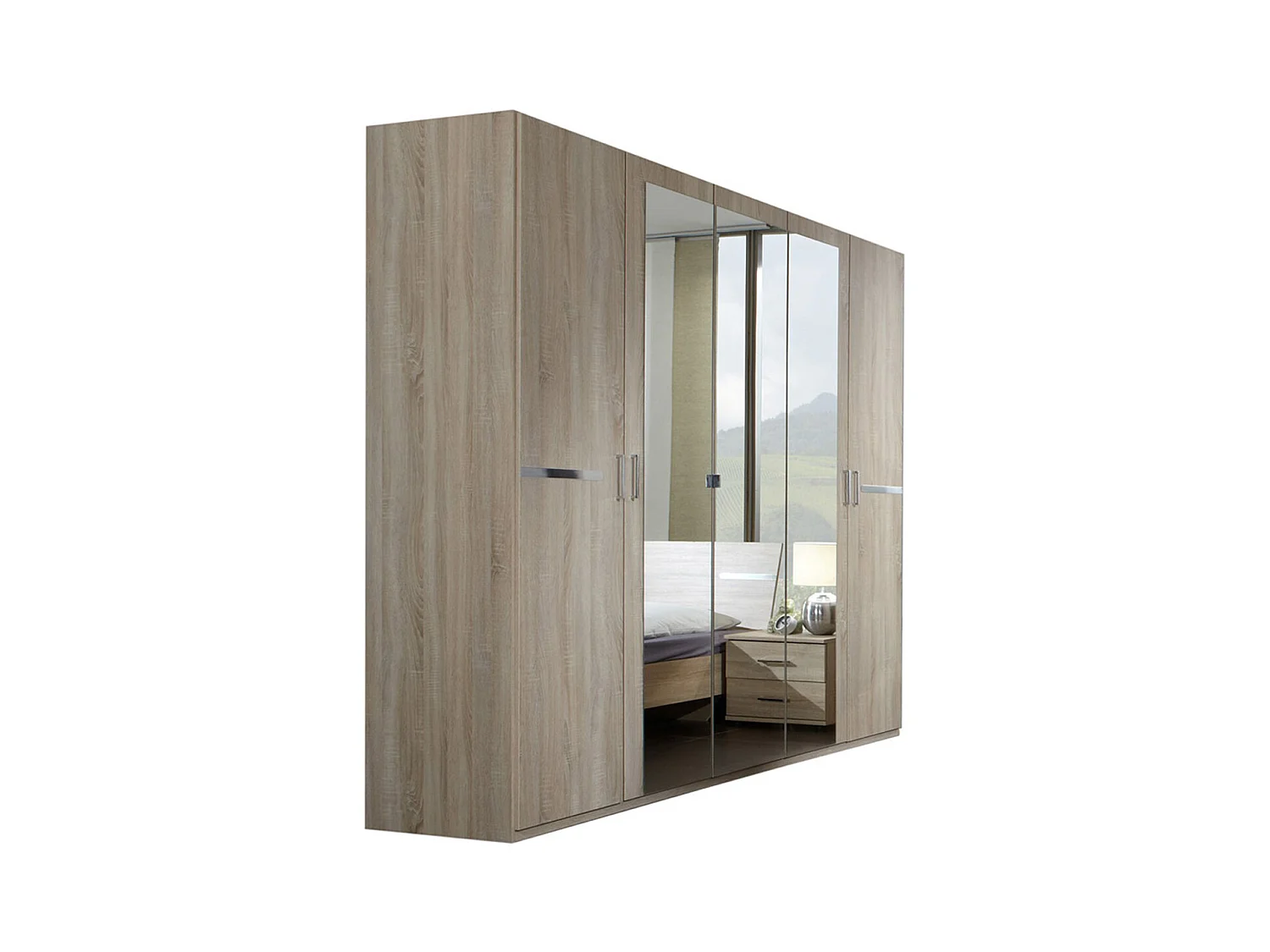 Armoire de rangement imitation chêne - Dim : 225 X 210 X 58 cm