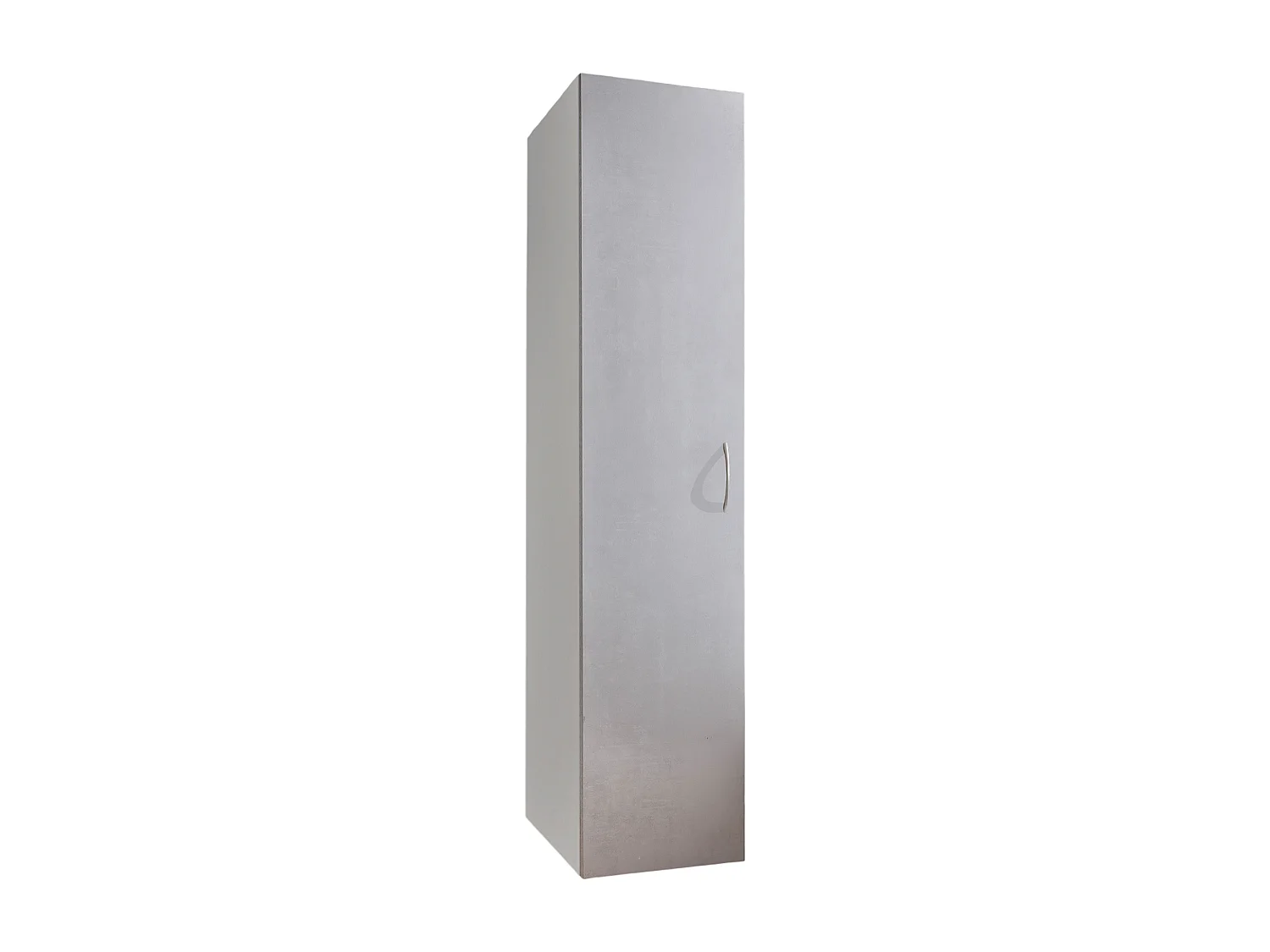Armoire, meuble de rangement avec 1 porte coloris blanc, rechampis imitation béton gris clair