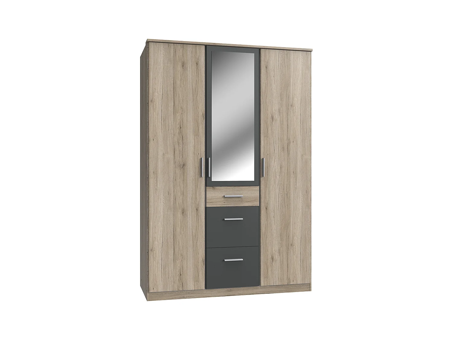 Armoire Placard, meuble de rangement Imitation chêne San Remo, rechampis graphite
