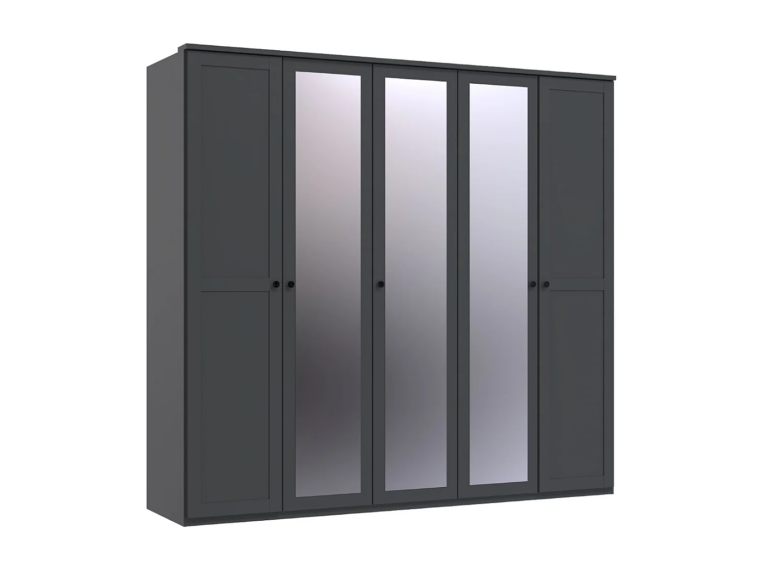 Armoire, placard avec corniche + 3 miroirs coloris Graphite - L. 225 x H. 210 x P. 58 cm