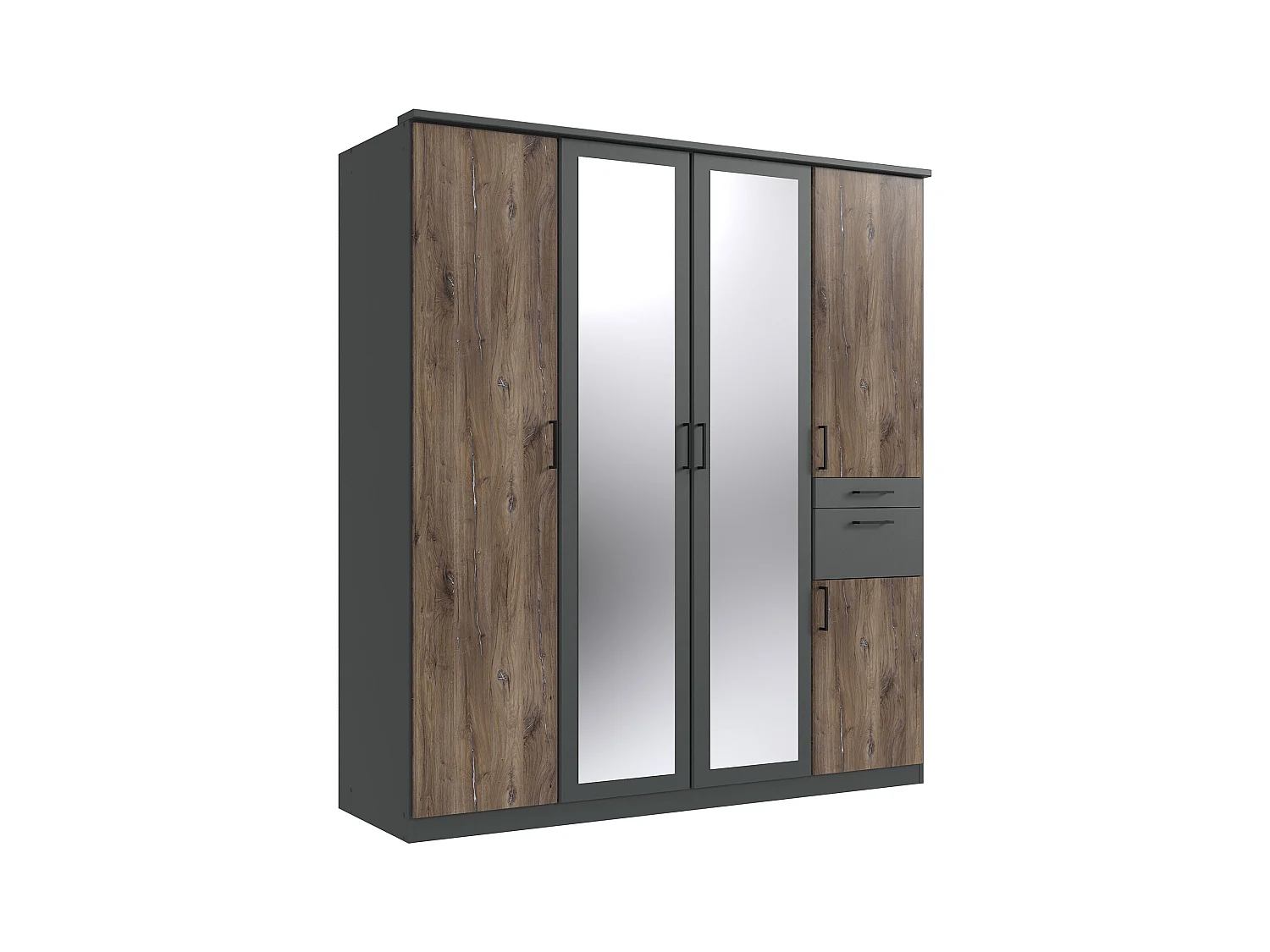Armoire, meuble de rangement coloris imitation chêne Flagstaff, rechampis graphite