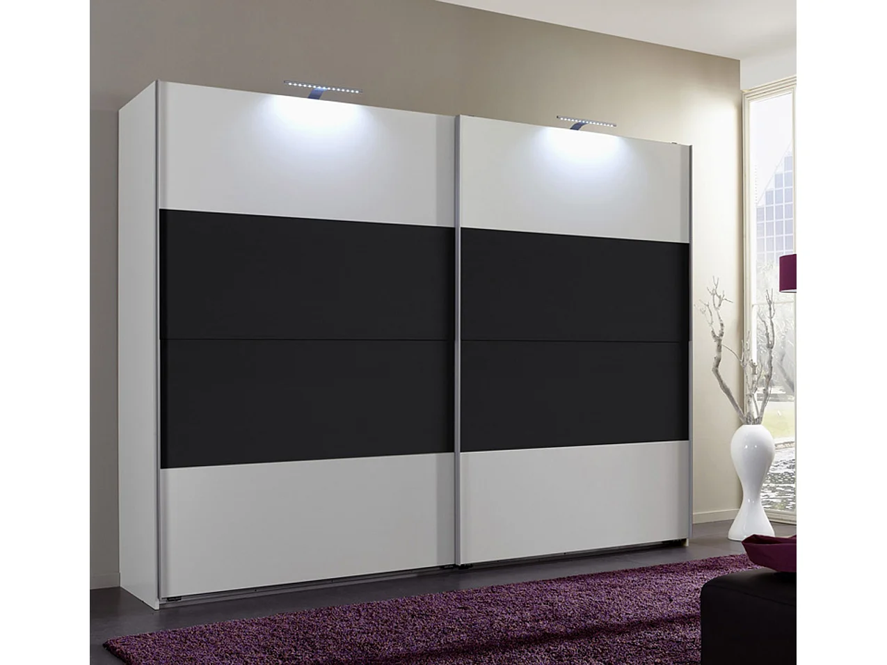 Chambre adulte coloris blanc/anthracite - 180 X 200 cm
