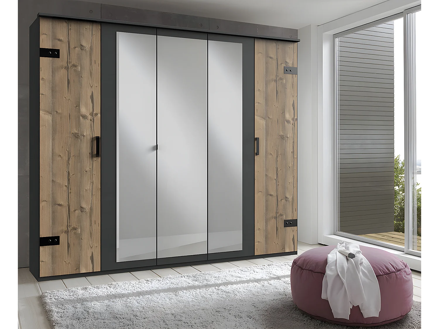 Chambre à coucher complète adulte (lit 180 x 200cm + 2 chevets + armoire)