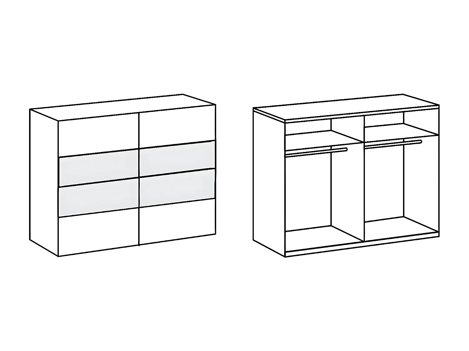 Chambre à coucher complète adulte (lit 180x200cm + 2 chevets + armoire)