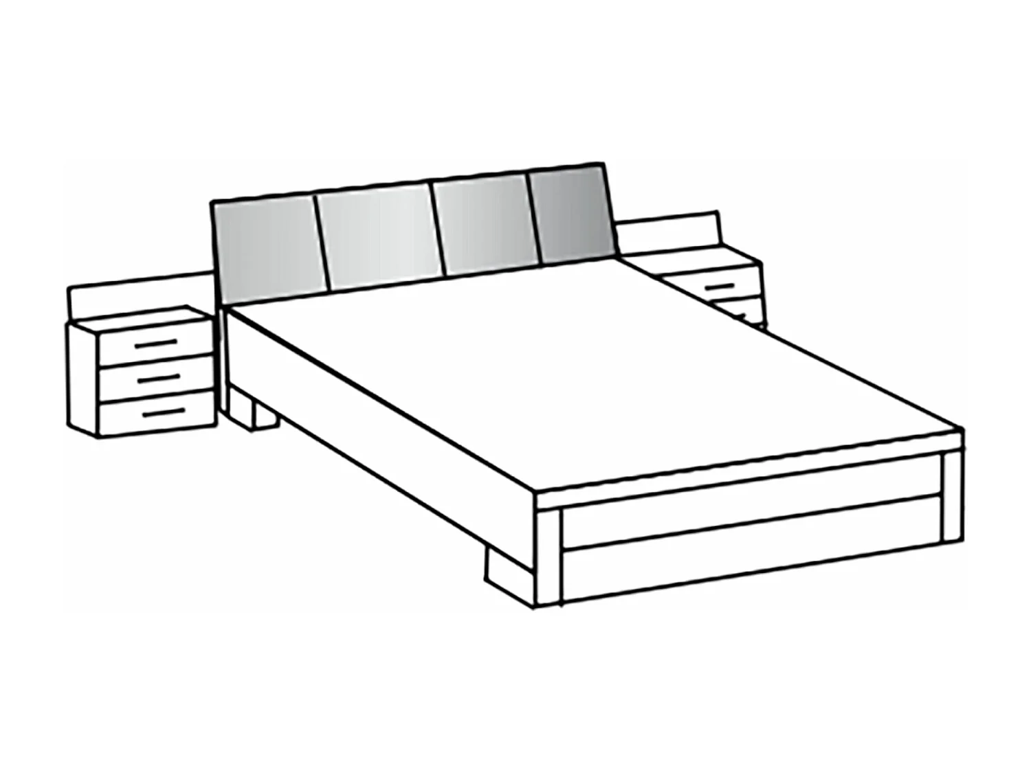 Chambre à coucher complète adulte (lit 180x200 cm + 2 chevets + armoire + 2 tiroirs lit + commode)