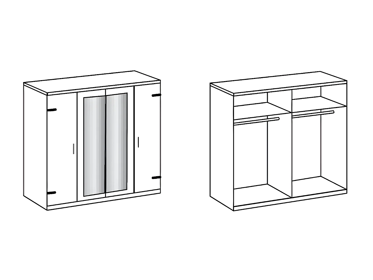 Chambre à coucher complète adulte (lit 180x200 cm + 2 chevets + armoire + commode) coloris chêne