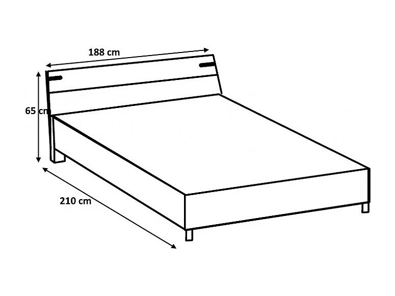 Chambre à coucher complète adulte (lit 180x200 cm + 2 chevets + armoire + commode) coloris chêne