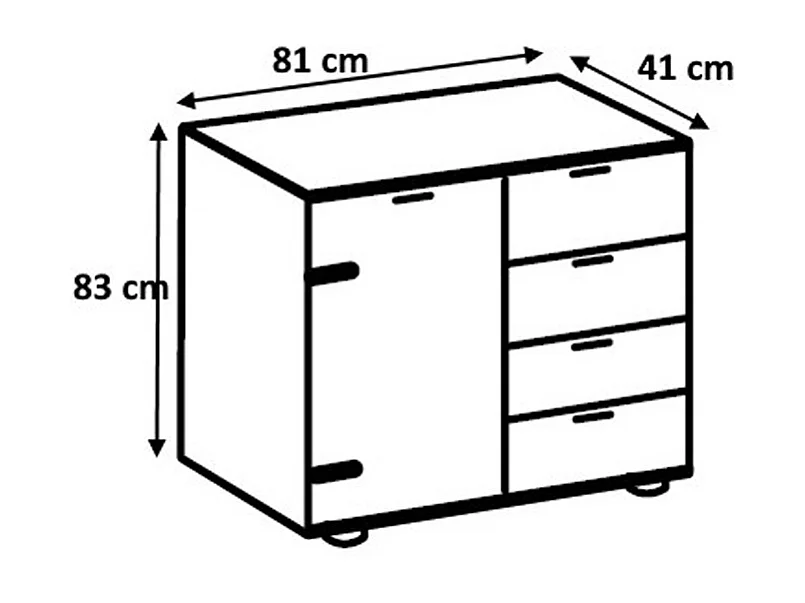 Chambre à coucher complète adulte (lit 160x200 cm + 2 chevets + commode) coloris chêne foncé