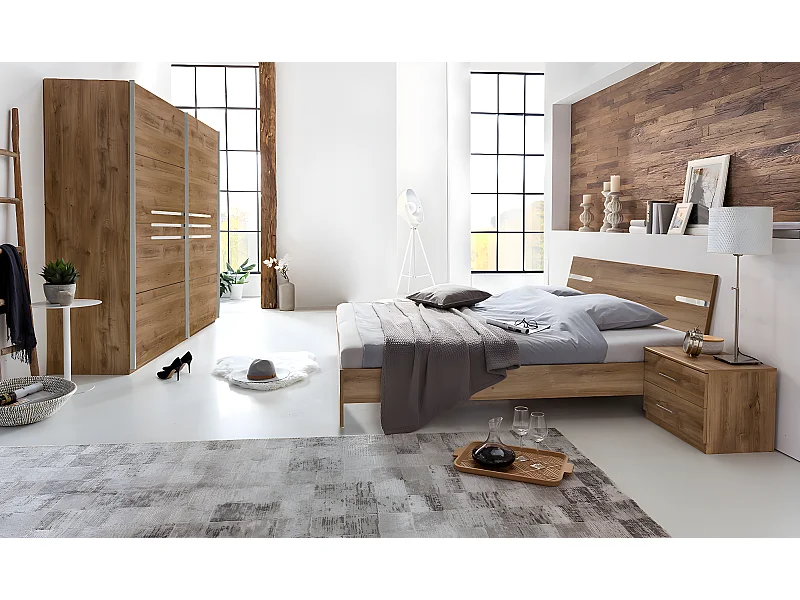 Chambre à coucher complète adulte (lit 180x200cm + 2 chevets + armoire)