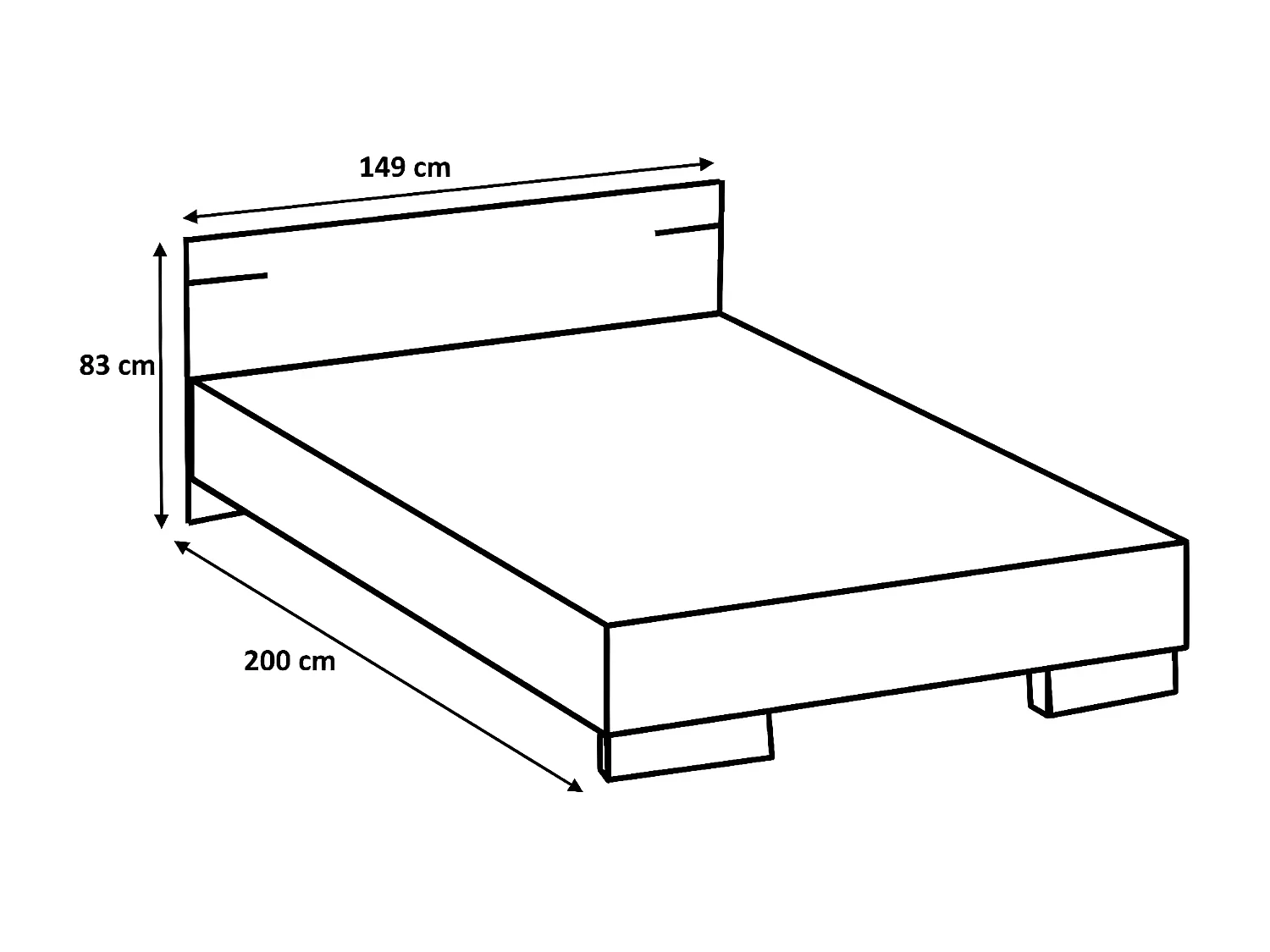 Chambre à coucher complète adulte (lit 140x190 cm + 2 chevets + armoire)